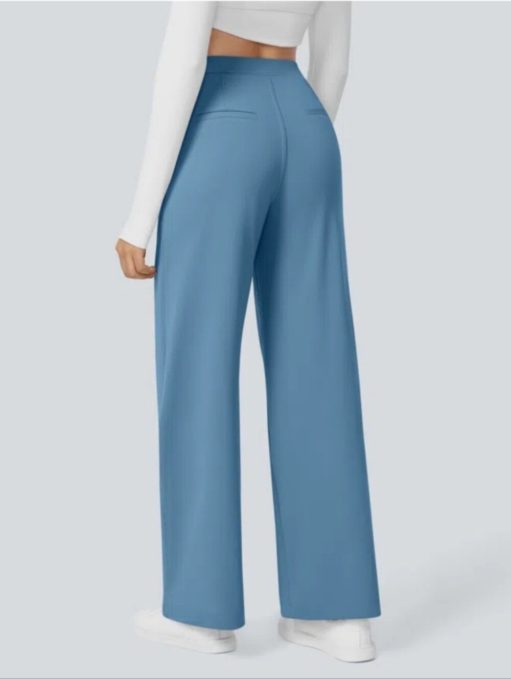 HALARA Wide-Leg High-Rise Pants in Dusty Blue-Size M - Picture 2 of 9